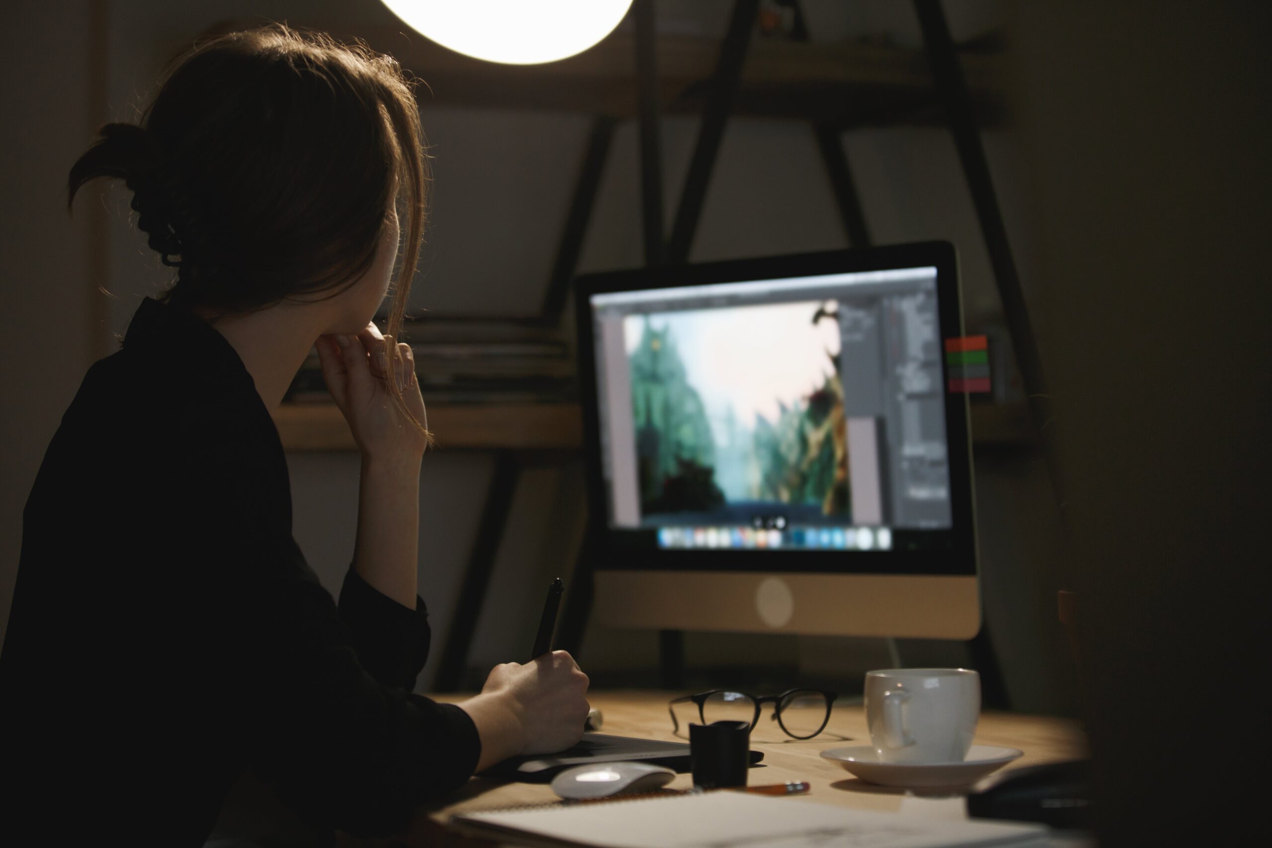 A UI/UX designer working on wireframes.