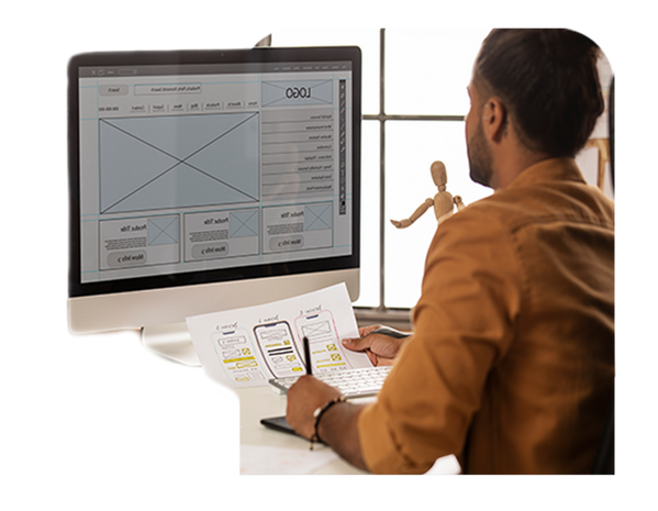 A UI/UX designer working on wireframes.